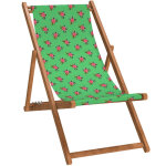 Chilienne pliante en h�tre lasur� et toile imprim� fleuri vert