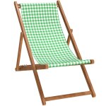 Chilienne pliante en htre lasur et toile imprim vichy vert