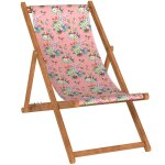 Chilienne pliante en hêtre et toile outdoor imprimé fleuri rose Chilienne pliante en hêtre et toile outdoor imprimé fleuri rose