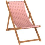 Chilienne pliante en h�tre et toile outdoor motif ananas rose