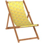 Chilienne pliante en htre et toile outdoor motif oiseaux jaune