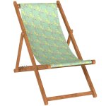 Chilienne pliante en htre et toile outdoor motif oiseaux lagon