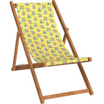 Chilienne pliante en h�tre et toile outdoor motif temples jaune