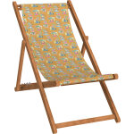 Chilienne pliante en hêtre et toile outdoor motif temples tabac Chilienne pliante en hêtre et toile outdoor motif temples tabac