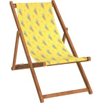 Chilienne pliante en hêtre et toile outdoor motif tigres jaune Chilienne pliante en hêtre et toile outdoor motif tigres jaune