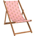 Chilienne pliante en hêtre et toile outdoor motif tigres rose Chilienne pliante en hêtre et toile outdoor motif tigres rose