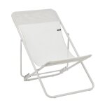 Chilienne pliante multi - positions en acier beige l83xl62xh91 Chilienne pliante multi - positions en acier beige l83xl62xh91