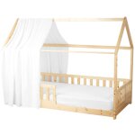 Ciel de lit cabane enfant gaze de coton blanc 130x420 cm