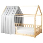 Ciel de lit cabane enfant gaze de coton gris 130x420 cm