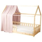 Ciel de lit cabane enfant gaze de coton rose 130x420 cm
