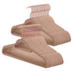 Cintre en velours lot de 50 antiglisse barre  cravate marron et rose