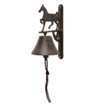 Cloche d'entr�e en fonte marron cheval 16x11. 5x22cm