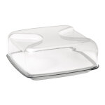 Cloche  fromage carr gris en plastique transparent
