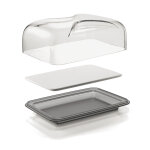 Cloche  fromage rectangle gris en plastique transparent