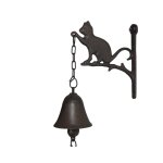 Cloche de jardin de porte ancienne chat en fonte marron 16 x 23 cm Cloche de jardin de porte ancienne chat en fonte marron 16 x 23 cm