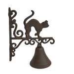 Cloche de jardin de porte ancienne chat fonte marron 18. 5 x 23cm