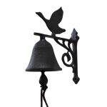 Cloche de jardin de porte ancienne oiseau fonte marron 13x11cm