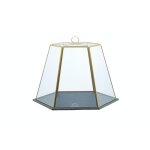 Cloche en verre avec plat en ardoise - transperent et noir
