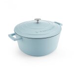 Cocotte 5l en fonte d'aluminium bleu clair 37 x 29 x 14
