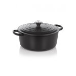 Cocotte ronde signature 26 mat noir en fonte