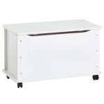 Coffre 4 roulettes en bois massif, blanc