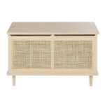Coffre beige finition cannage en rotin