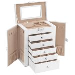 Coffre à bijoux avec 6 niveaux et ailes de rangement - h32 cm - blanc Coffre à bijoux avec 6 niveaux et ailes de rangement - h32 cm - blanc