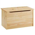 Coffre en bois massif, coloris naturel, avec plateau rabattable