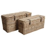 Coffres bouts de lit en poelet gris (lot de 2)