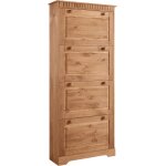 Coffre  chaussures avec 4 portes battantes en pin naturel
