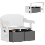 Coffre � jouet enfant 3 en 1 2 bacs en tissu amovibles mdf blanc