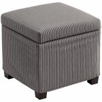 Coffre pouf rangement 30l velours c�tel� gris