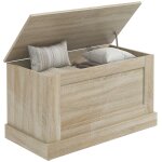 Coffre rangement charni�re s�curit� bois bois naturel 45