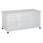 Coffre de rangement extrieur 283l avec chanes, en bois, blanc