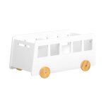 Coffre à roulette pour enfants avec 2 compartiments effect bois blanc Coffre à roulette pour enfants avec 2 compartiments effect bois blanc