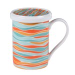 Coffret de 1 tisanire avec filtre multicolores en porcelaine