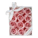 Coffret de 12 roses en feuilles de savon - rose
