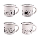 Coffret 4 mugs 35 cl noir en porcelaine Coffret 4 mugs 35 cl noir en porcelaine