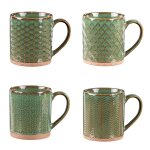 Coffret de 4 mugs 35 cl verts en porcelaine