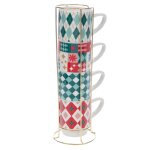 Coffret 4 tasses multicolores en porcelaine
