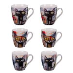Coffret de 6 tasses 23 cl multicolores en porcelaine