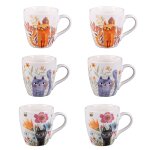 Coffret 6 tasses 23 cl multicolores en porcelaine