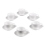 Coffret de 6 tasses  caf avec sous tasses 10 cl ptale blanc en
