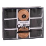 Coffret 6 tasses et soucoupes en cramique noir