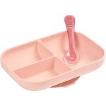Coffret assiette  compartiments et cuillre rose