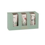 Coffret bougies lumignons parfumées (x3) en verre blanc, vert, rose et bleu Coffret bougies lumignons parfumées (x3) en verre blanc, vert, rose et bleu