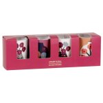 Coffret bougies lumignons parfumes (x4) en verre violet, blanc et orange