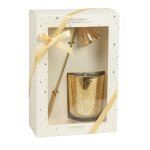 Coffret cadeau bougie parfumée en verre doré et éteignoir en métal Coffret cadeau bougie parfumée en verre doré et éteignoir en métal