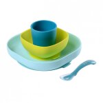 Coffret repas en silicone bleu (4 pièces) Coffret repas en silicone bleu (4 pièces)