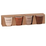 Coffret tasses  caf (x4) en porcelaine marron et beige